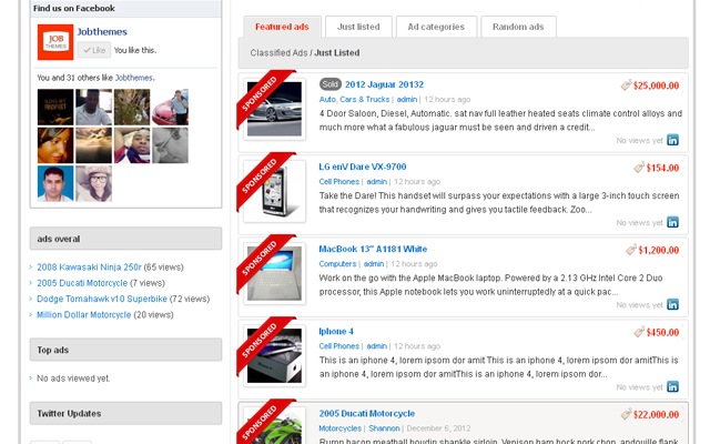 A stylish red ribon on the featured ads, and more functions were added.